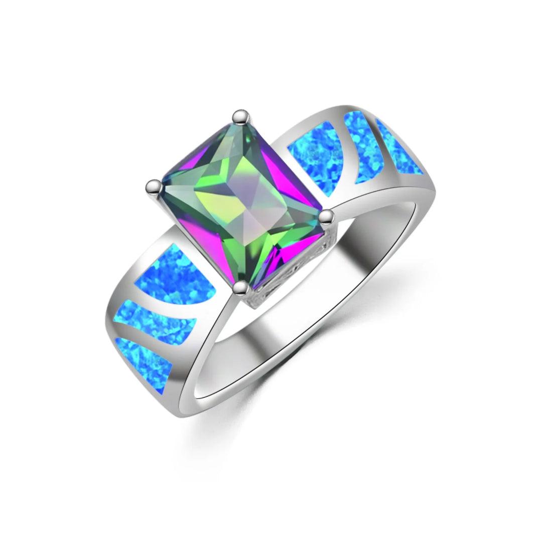 Striped Opal Inlay Statement Ring
