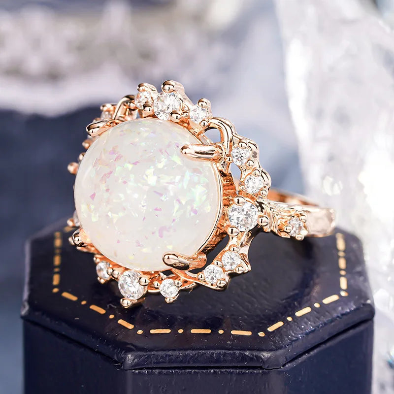 Champagne Gold Opal Blossom Ring