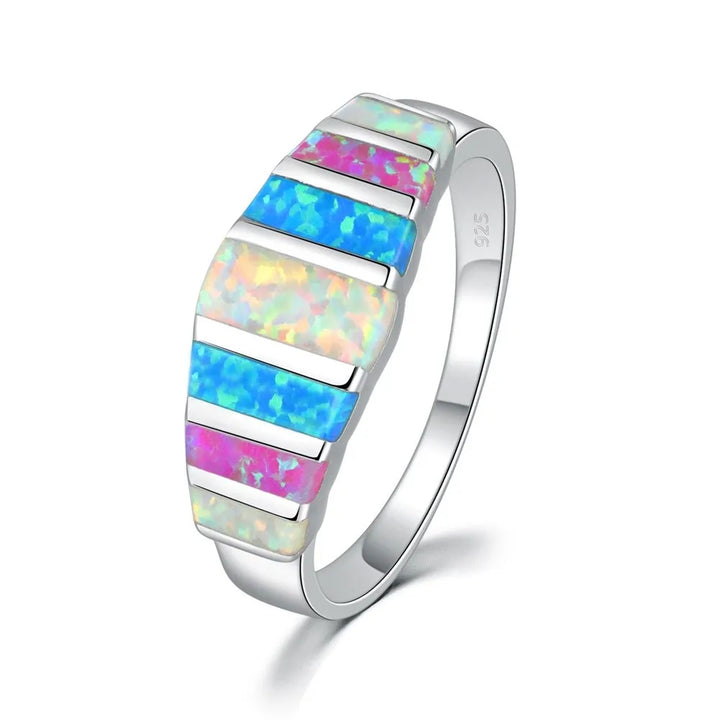 Bohemian Opal Mosaic Band Ring
