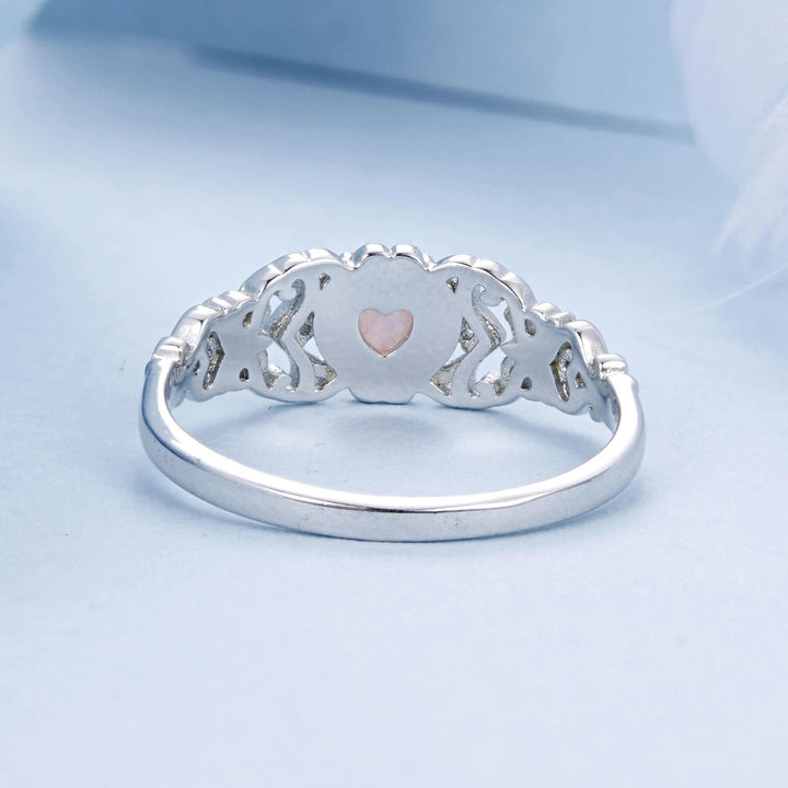 Filigree Pink Opal Sterling Ring