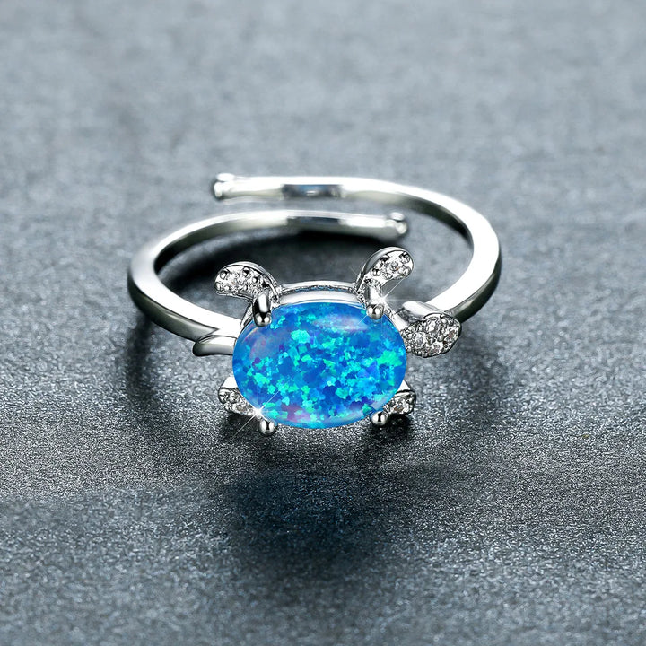 Sea Turtle Opal Adjustable Ring