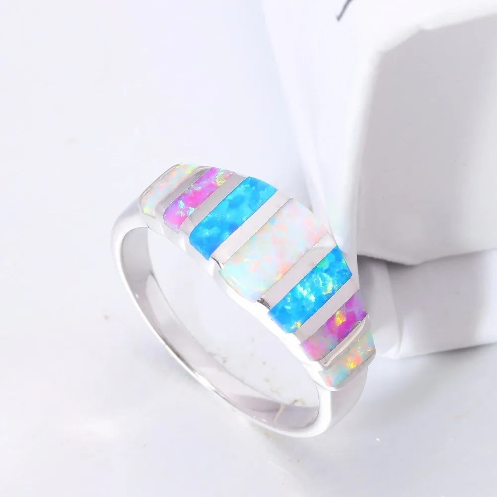 Bohemian Opal Mosaic Band Ring