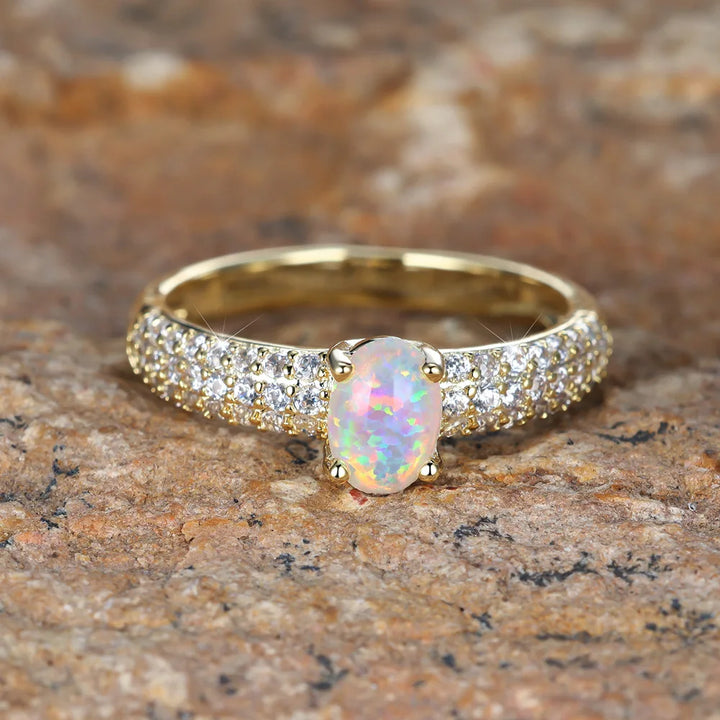Oval Fire Opal Engagement Ring