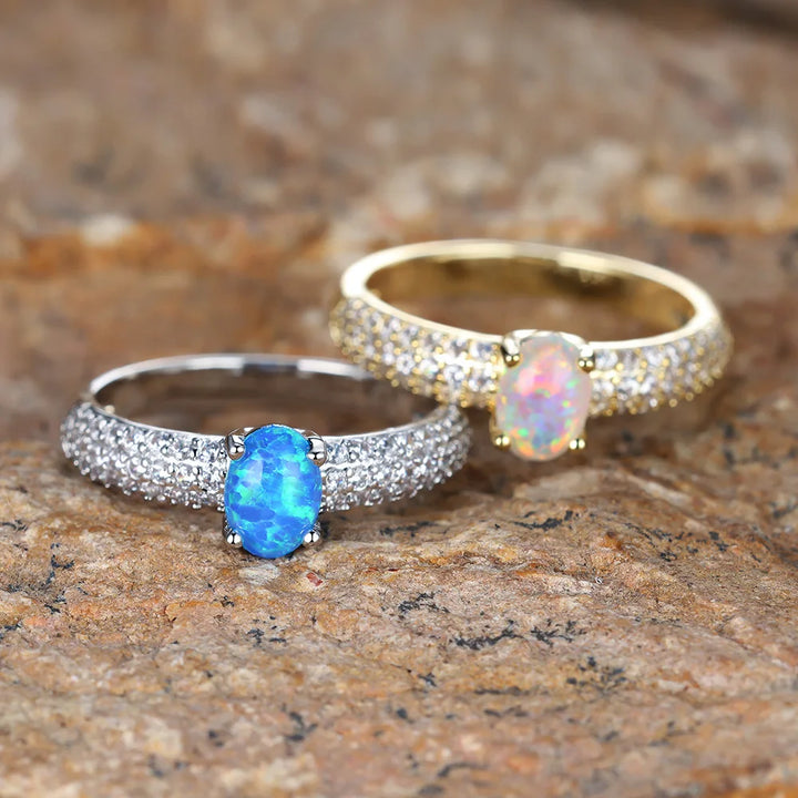 Oval Fire Opal Engagement Ring