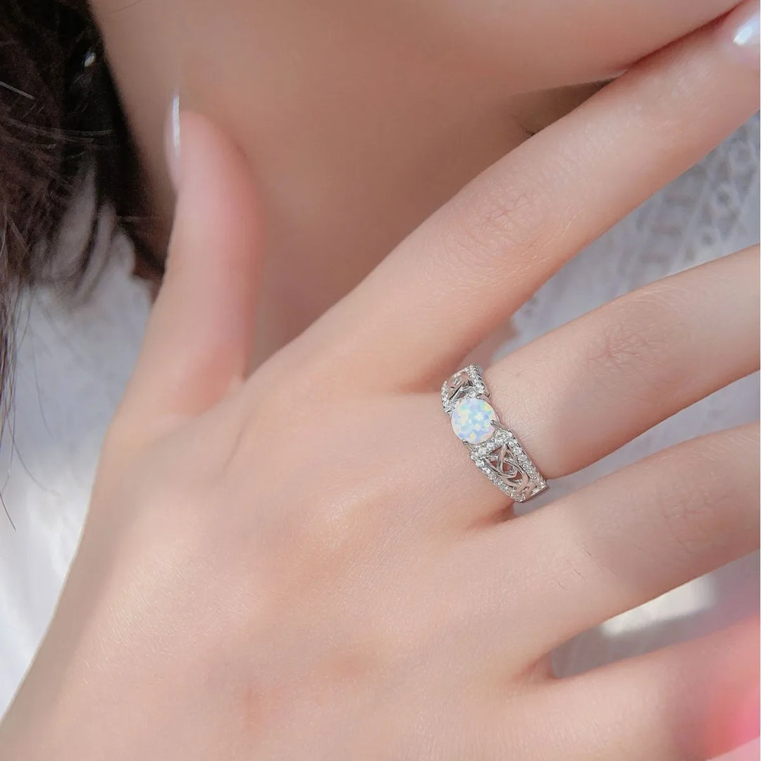 Celtic Knot Opal Silver Ring