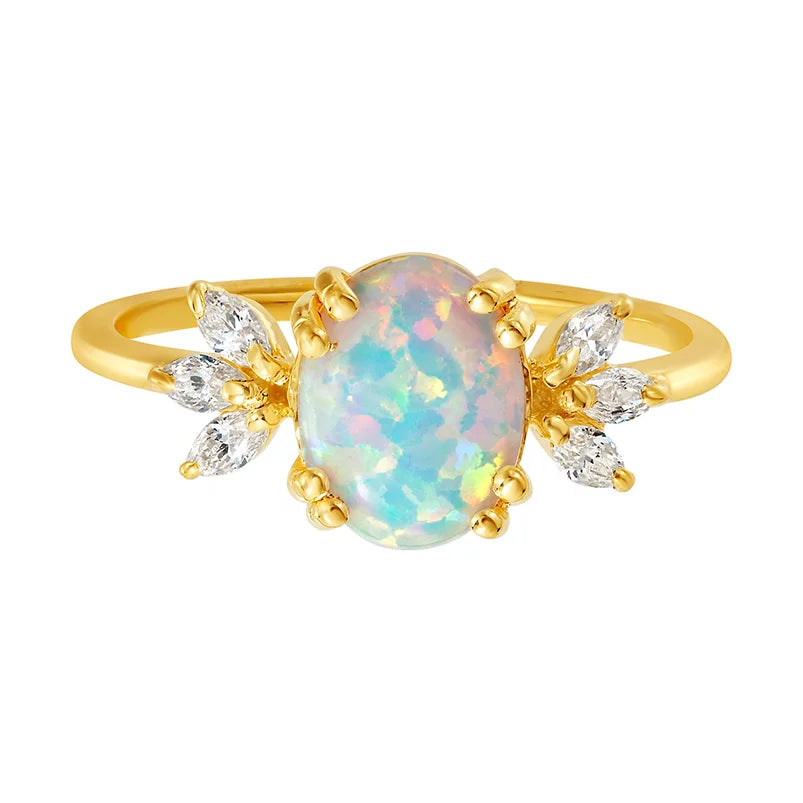 Lotus Crown Opal Ring