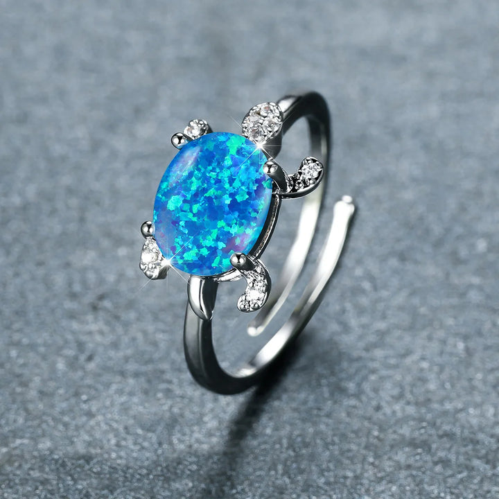 Sea Turtle Opal Adjustable Ring