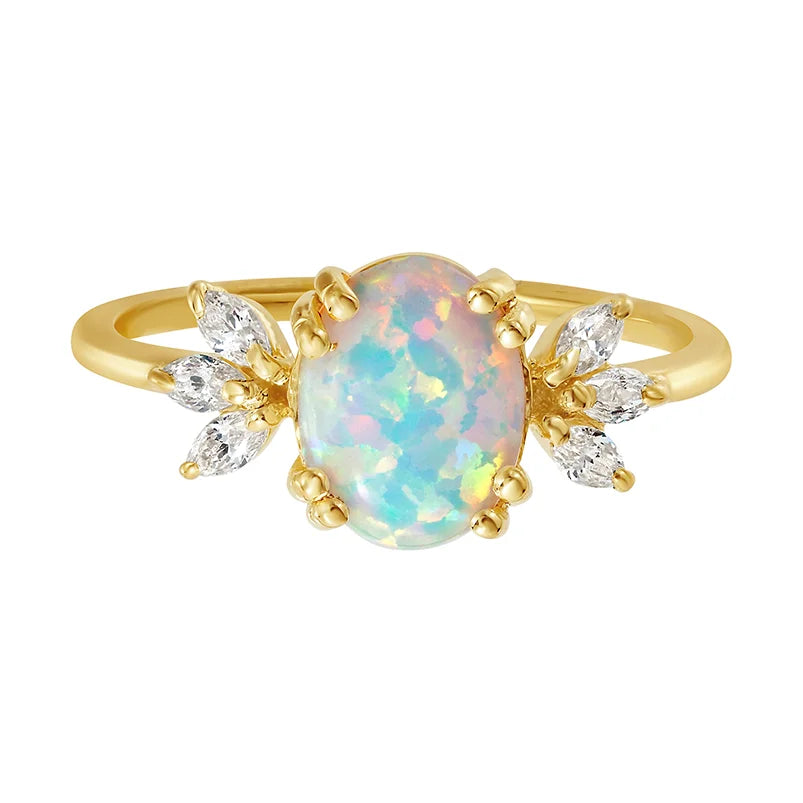Lotus Crown Opal Ring