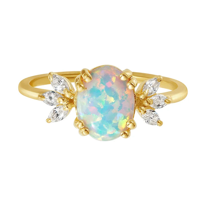 Lotus Crown Opal Ring