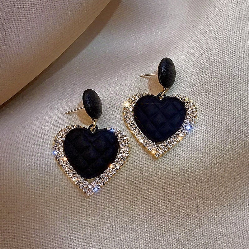 Black Gold Heart-Shaped Earrings