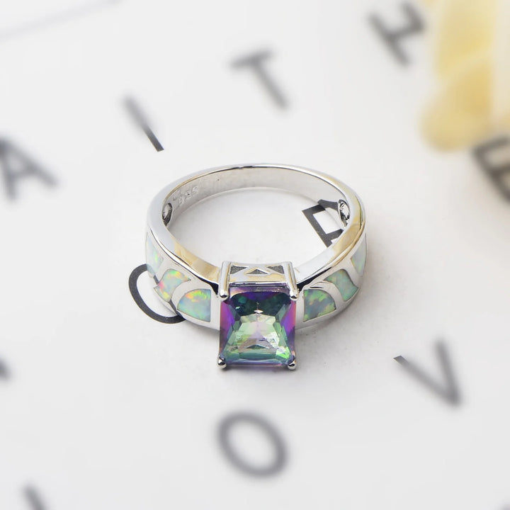 Striped Opal Inlay Statement Ring
