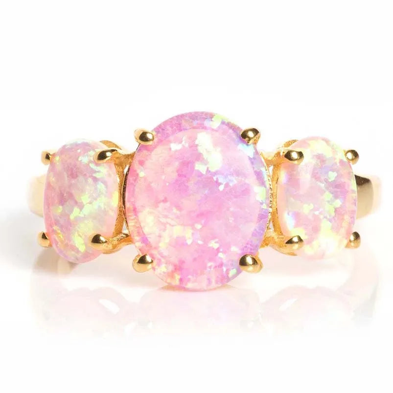 Pink Opal Trilogy Ring
