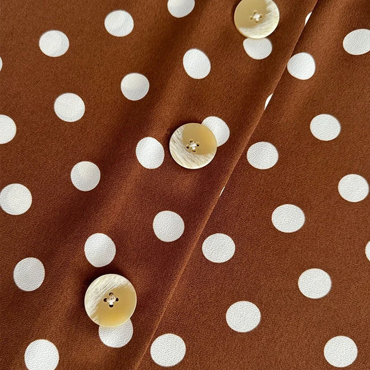 Estelle™ - Belted V-Neck Polka Dot Maxi