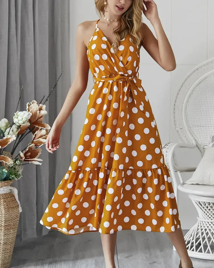 Carmen™ - V-Neck Ruffle Polka Dot Maxi