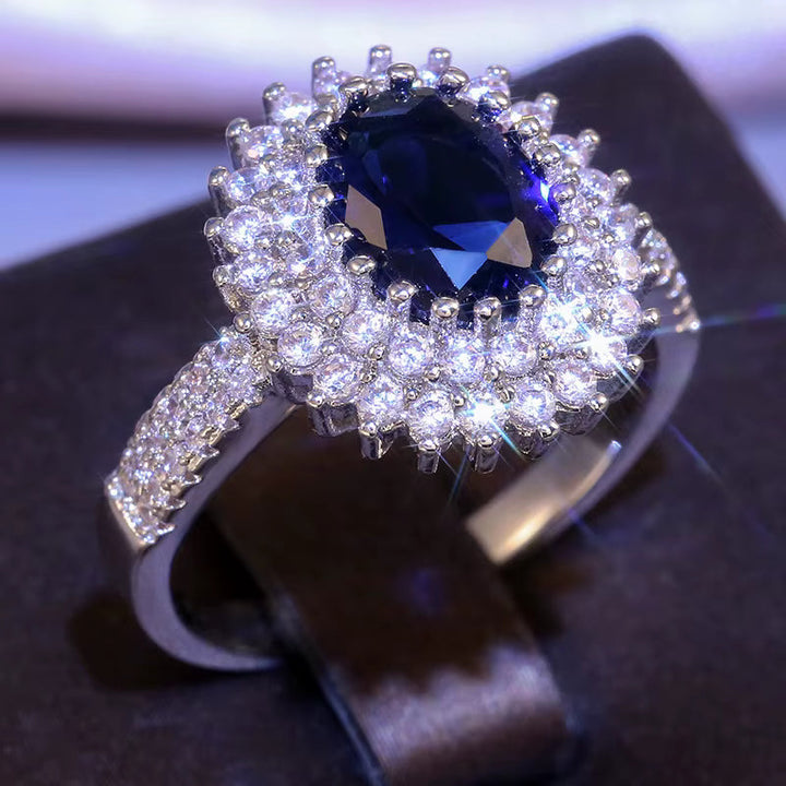 Luxury Blue Crystal Stone Ring