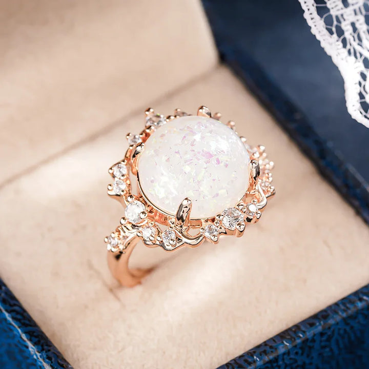 Champagne Gold Opal Blossom Ring