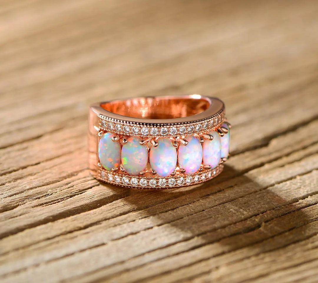 Pave Edge Opal Cocktail Ring