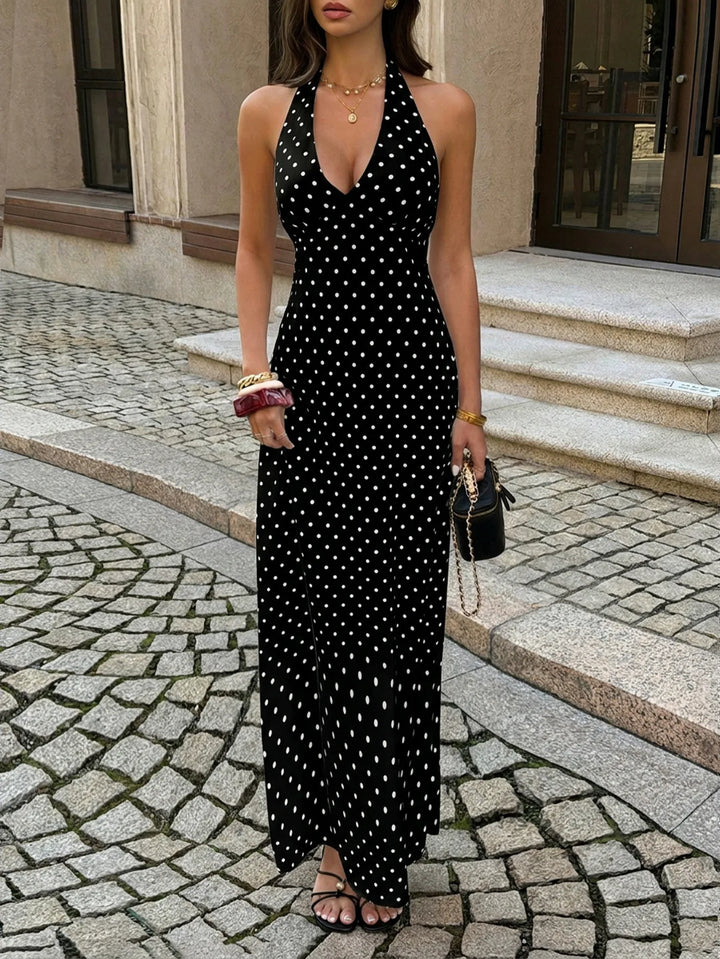 Lucia™ - Deep V-Neck Polka Dot Maxi