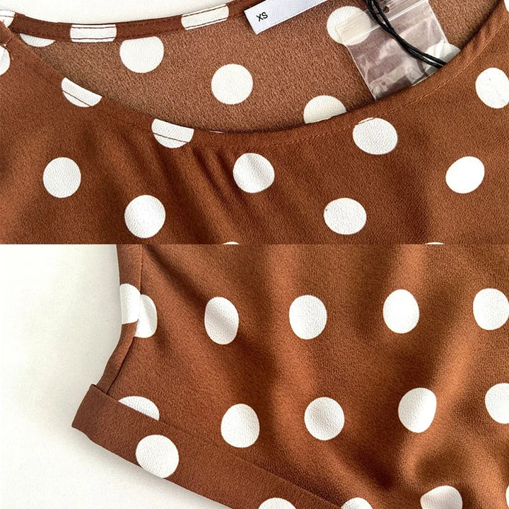 Estelle™ - Belted V-Neck Polka Dot Maxi