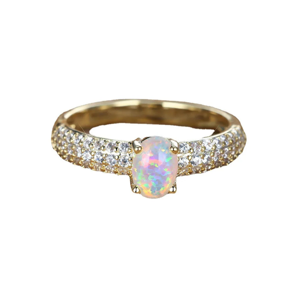 Oval Fire Opal Engagement Ring