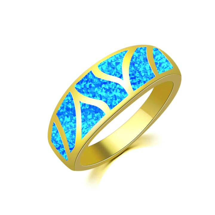 Iridescent Opal Chevron Band Ring