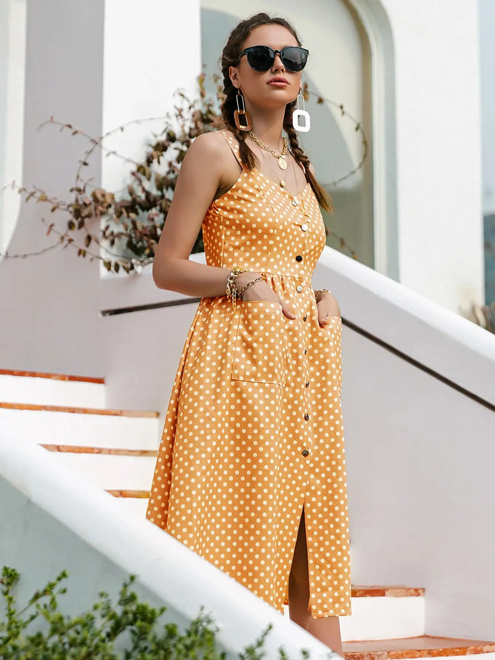 Mirabel™ - Button-Front Polka Dot Maxi