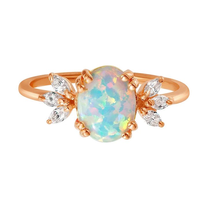Lotus Crown Opal Ring