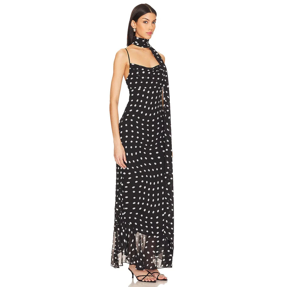 Colette™ - Sleeveless Polka Dot Midi Dress