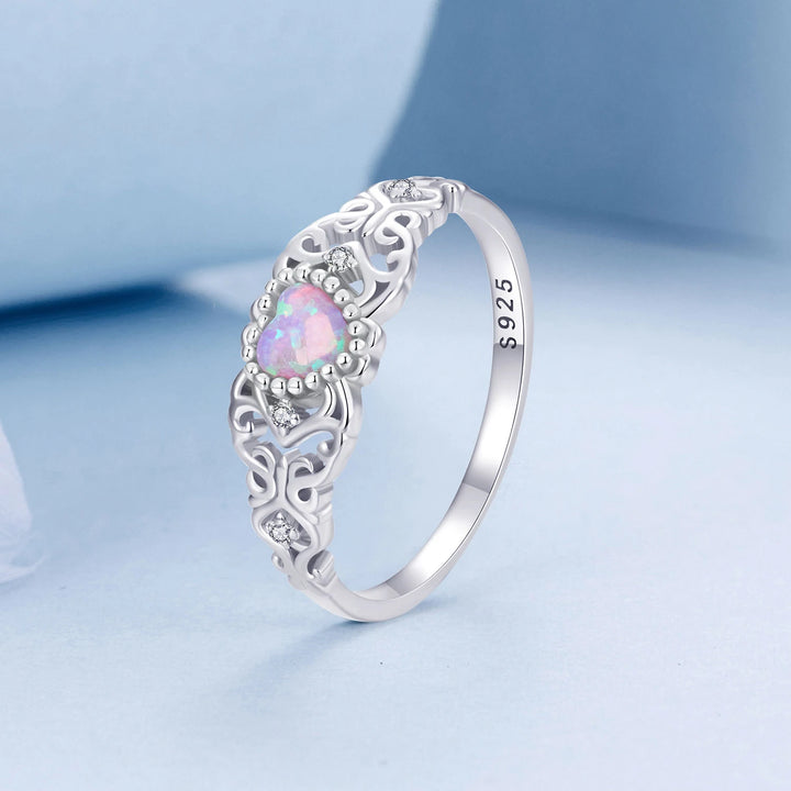 Filigree Pink Opal Sterling Ring