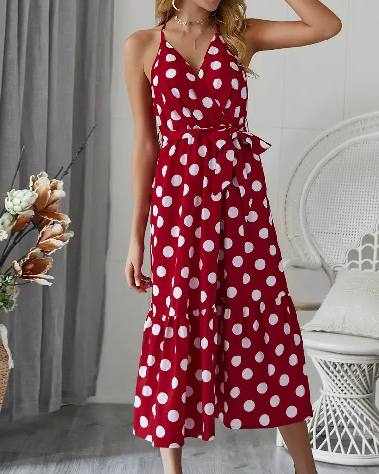 Carmen™ - V-Neck Ruffle Polka Dot Maxi