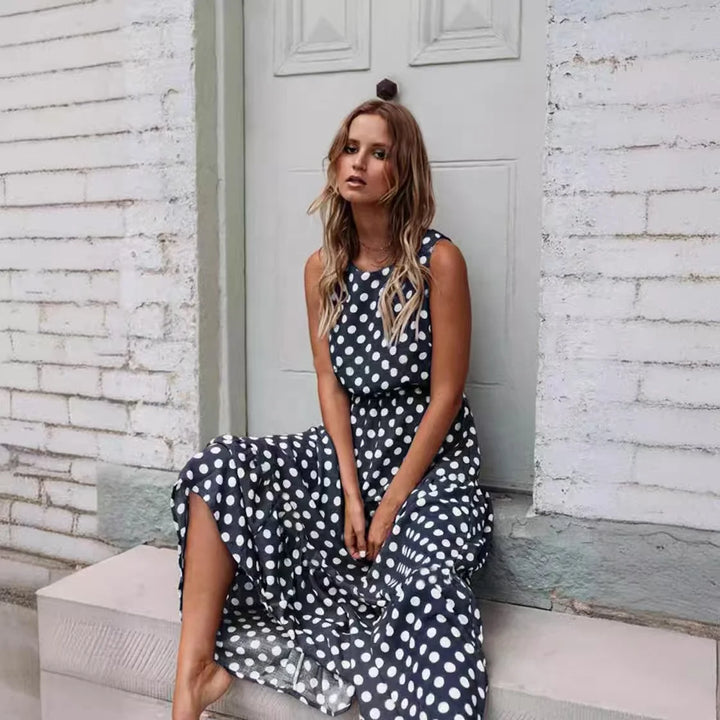 Margaux™ - Round Neck Polka Dot Maxi