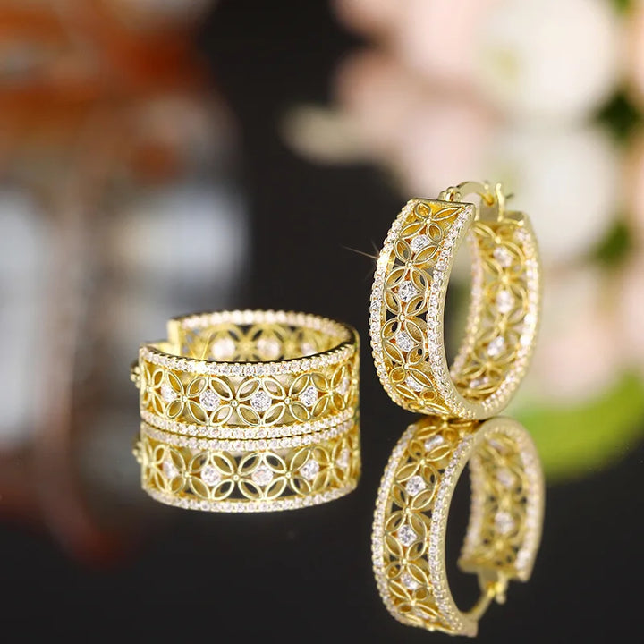 Gilded Filigree Bloom Hoops