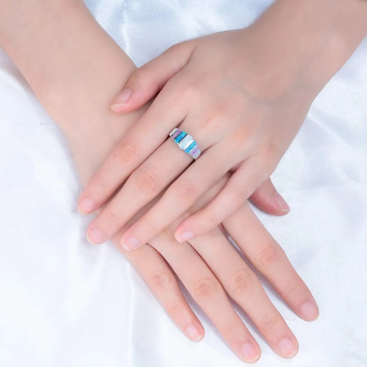 Bohemian Opal Mosaic Band Ring