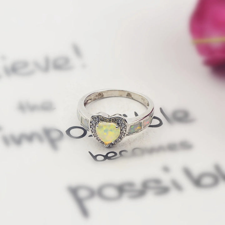 Twisted Shank Heart Opal Ring