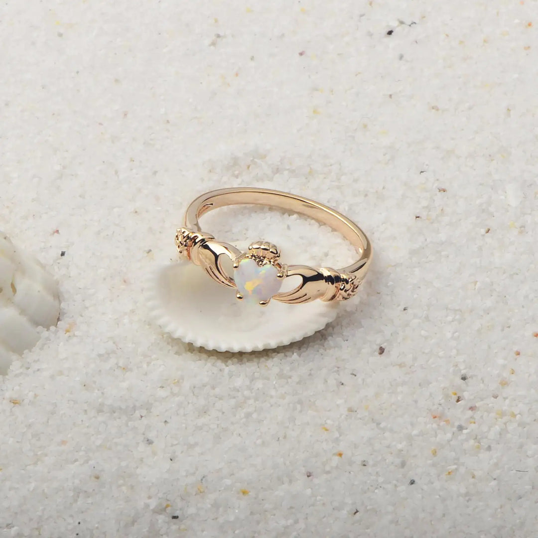 Claddagh Heart Opal Promise Ring