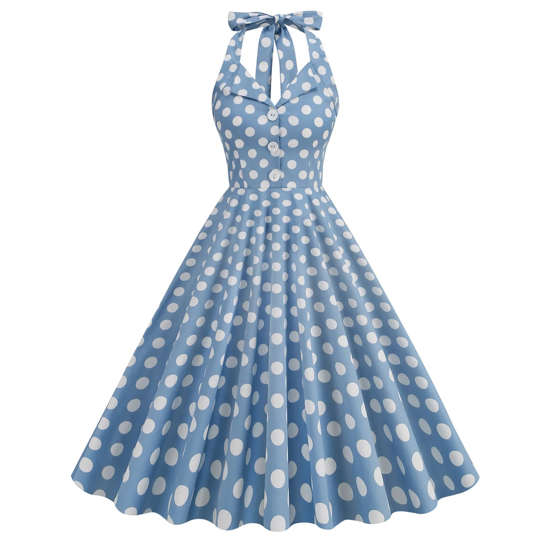 Celeste™ - Halter Neck Polka Dot Maxi