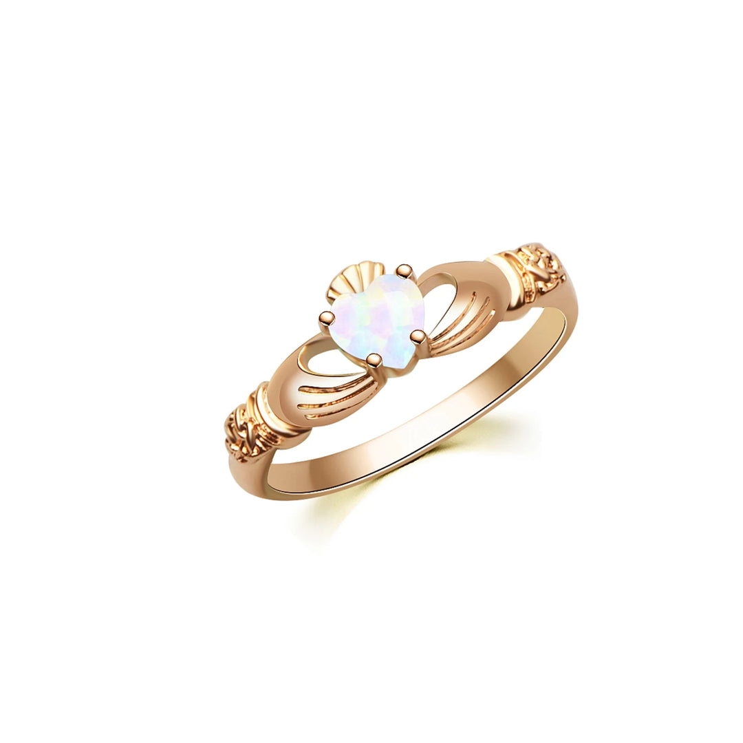 Claddagh Heart Opal Promise Ring