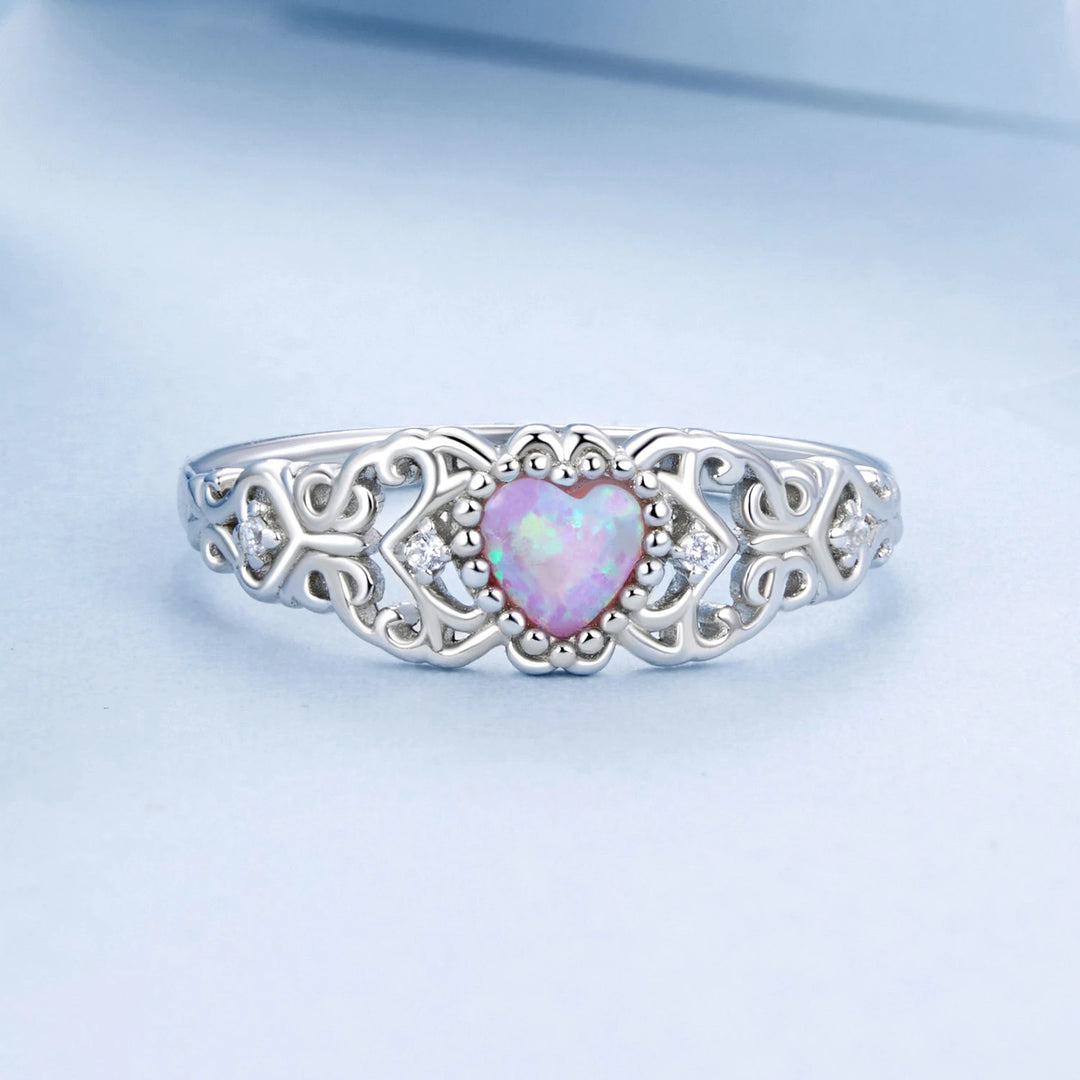 Filigree Pink Opal Sterling Ring