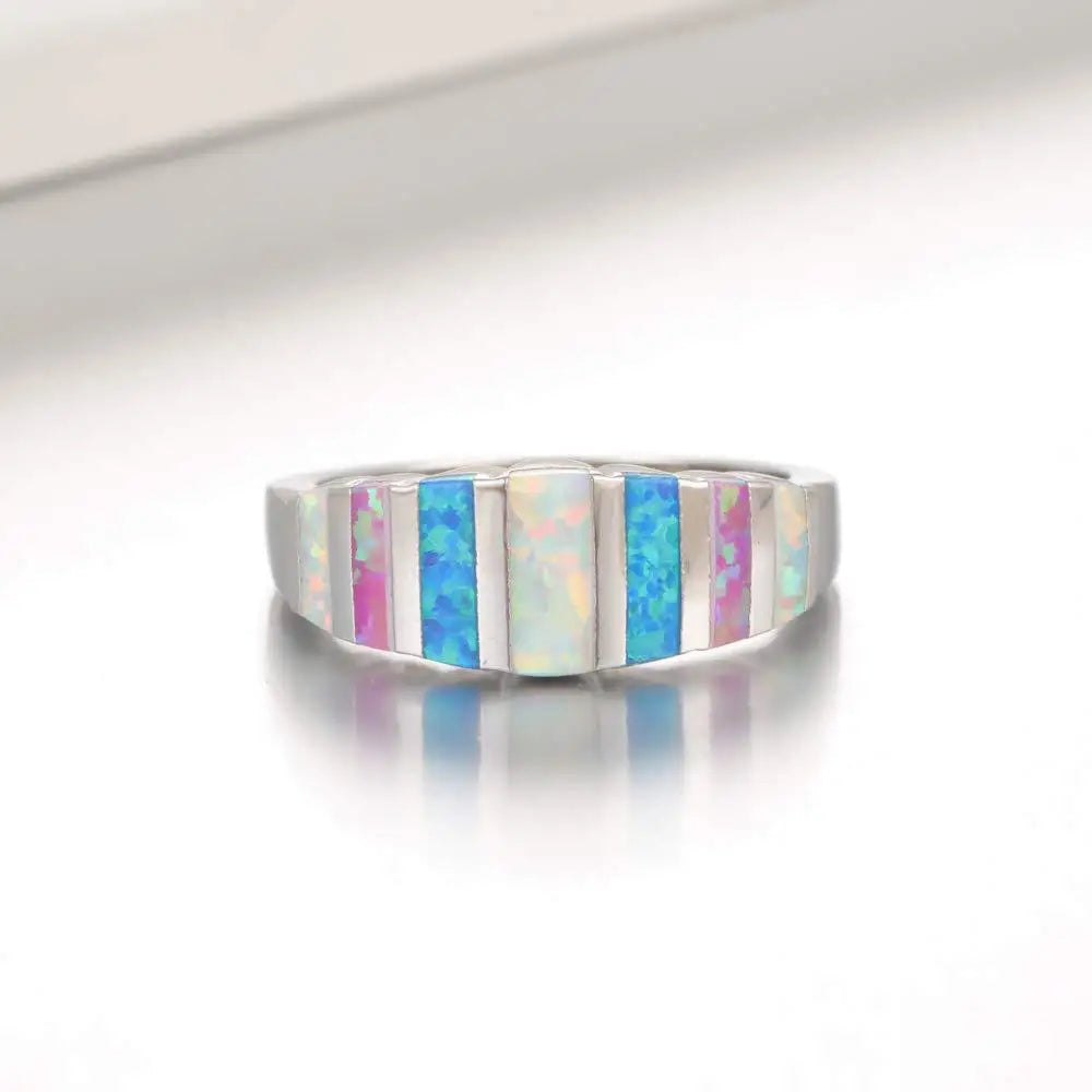 Bohemian Opal Mosaic Band Ring