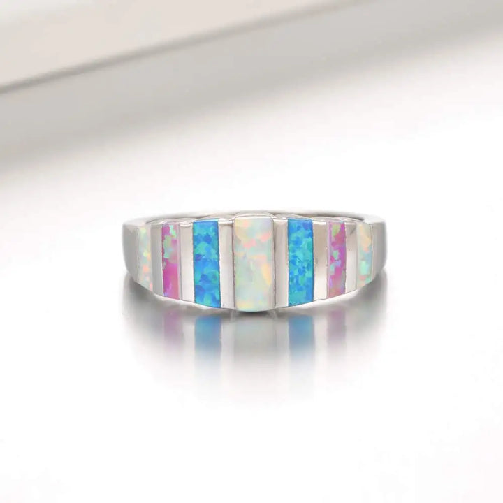 Bohemian Opal Mosaic Band Ring