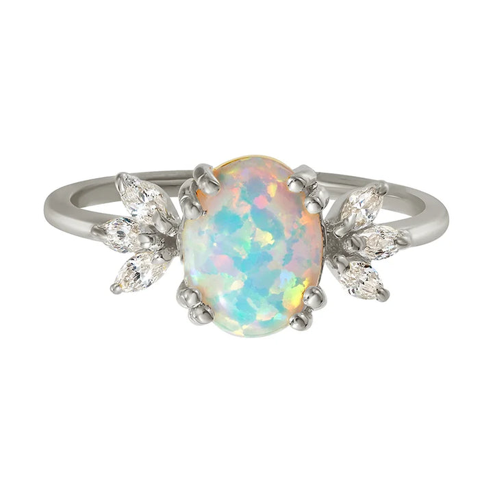 Lotus Crown Opal Ring