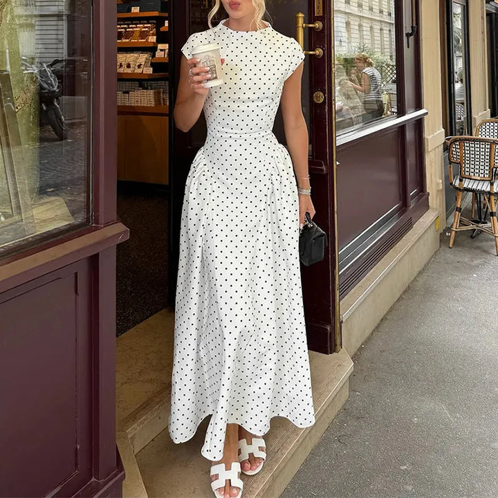 Adeline™ - Cap Sleeve Polka Dot Dress
