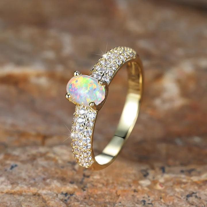 Oval Fire Opal Engagement Ring