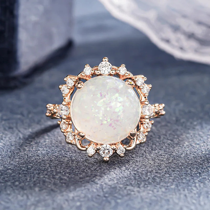 Champagne Gold Opal Blossom Ring