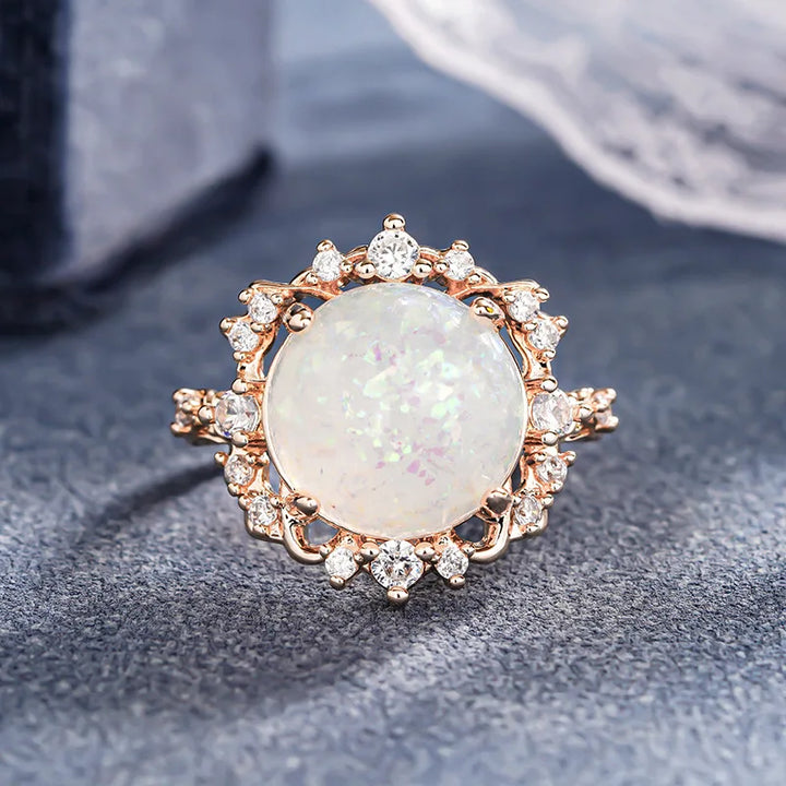 Champagne Gold Opal Blossom Ring
