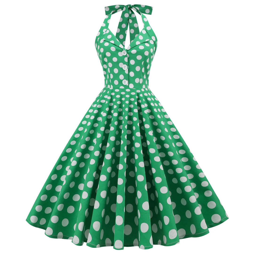 Celeste™ - Halter Neck Polka Dot Maxi