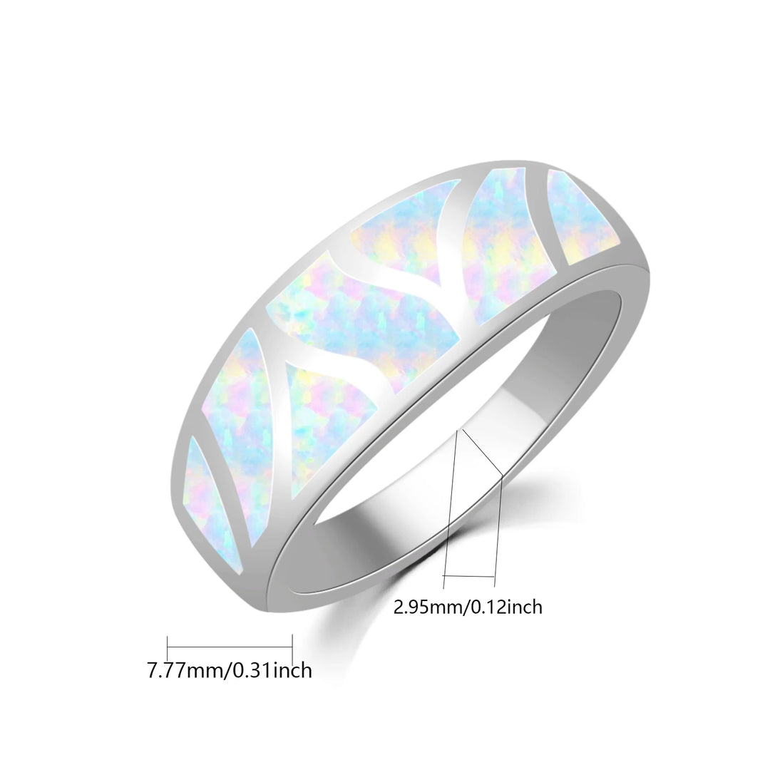 Iridescent Opal Chevron Band Ring