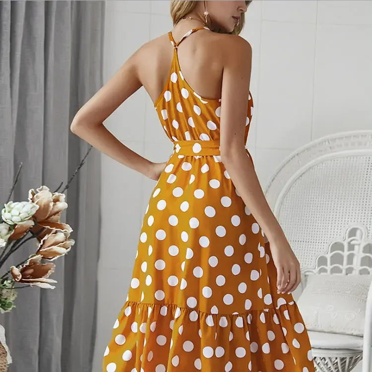 Carmen™ - V-Neck Ruffle Polka Dot Maxi