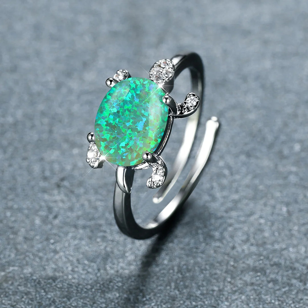 Sea Turtle Opal Adjustable Ring