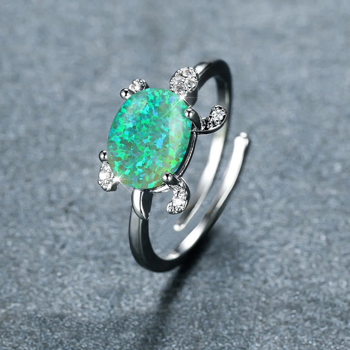 Sea Turtle Opal Adjustable Ring